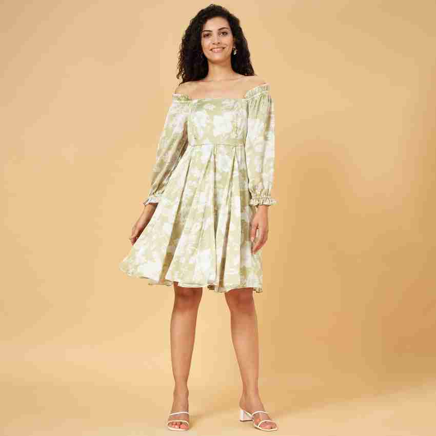 Honey By Pantaloons Women A-line Light Green, White Dress - Buy Honey By  Pantaloons Women A-line Light Green, White Dress Online at Best Prices in  India