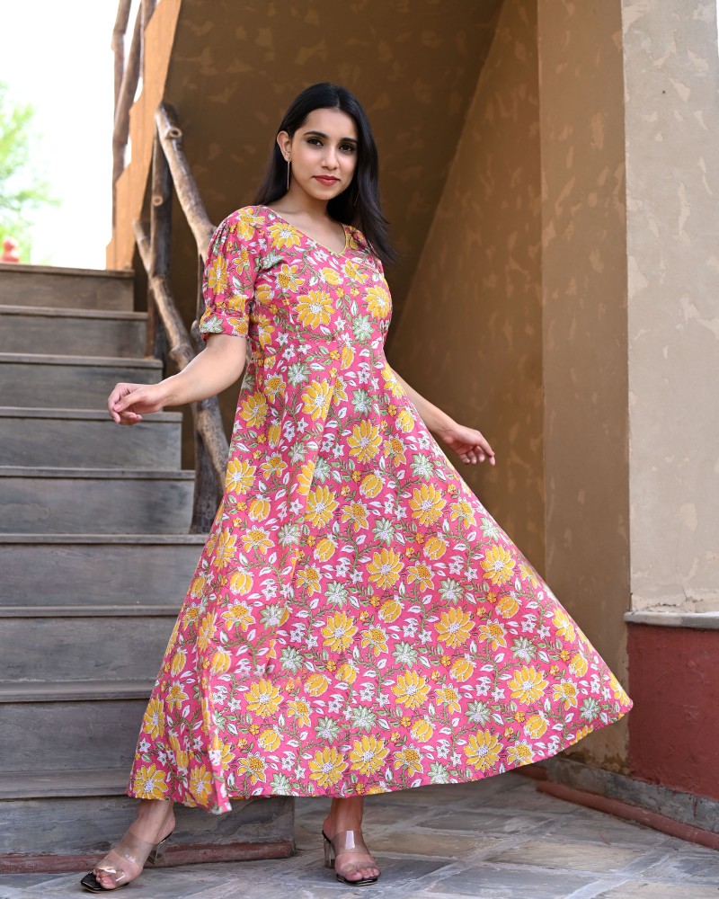 KARGHA JAIPUR Women Gown Multicolor Dress - Buy KARGHA JAIPUR Women Gown  Multicolor Dress Online at Best Prices in India | Flipkart.com