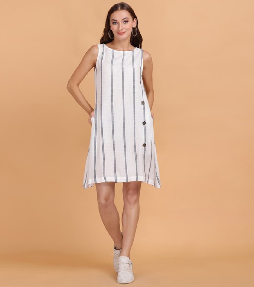 Asnik Women A line White Dress Buy Asnik Women A line White