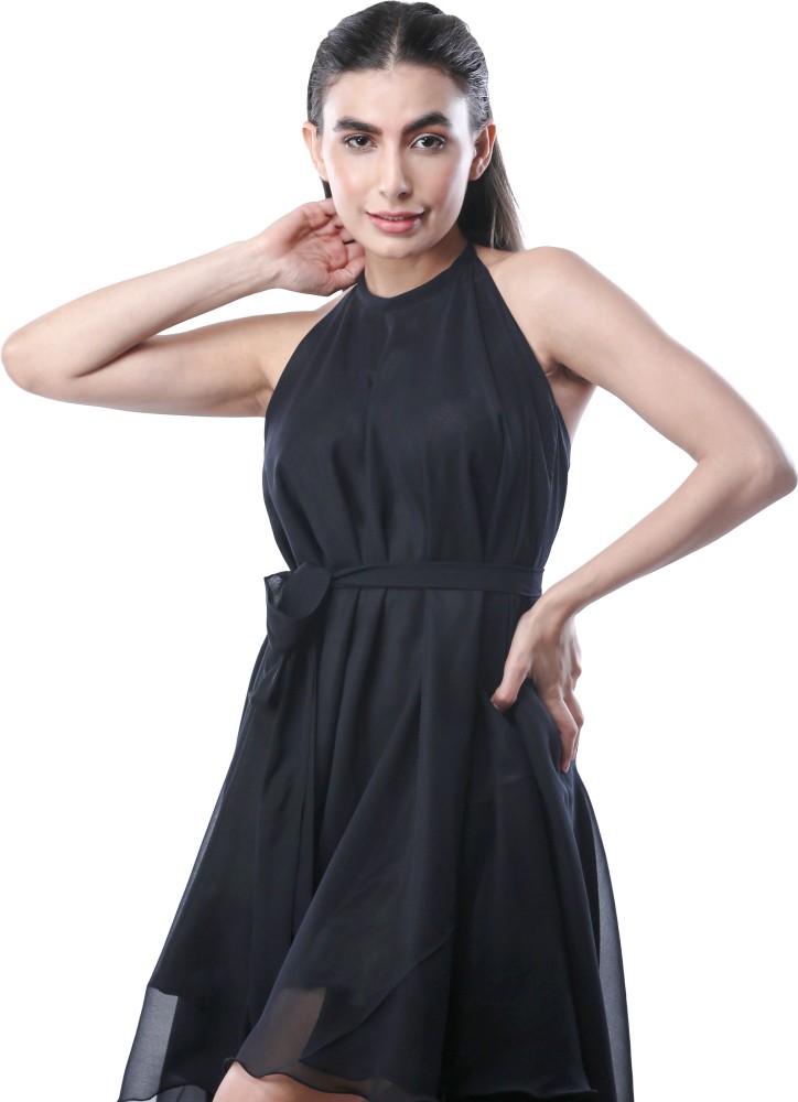 KIYOO Women A-line Black Dress - Buy KIYOO Women A-line Black Dress Online  at Best Prices in India