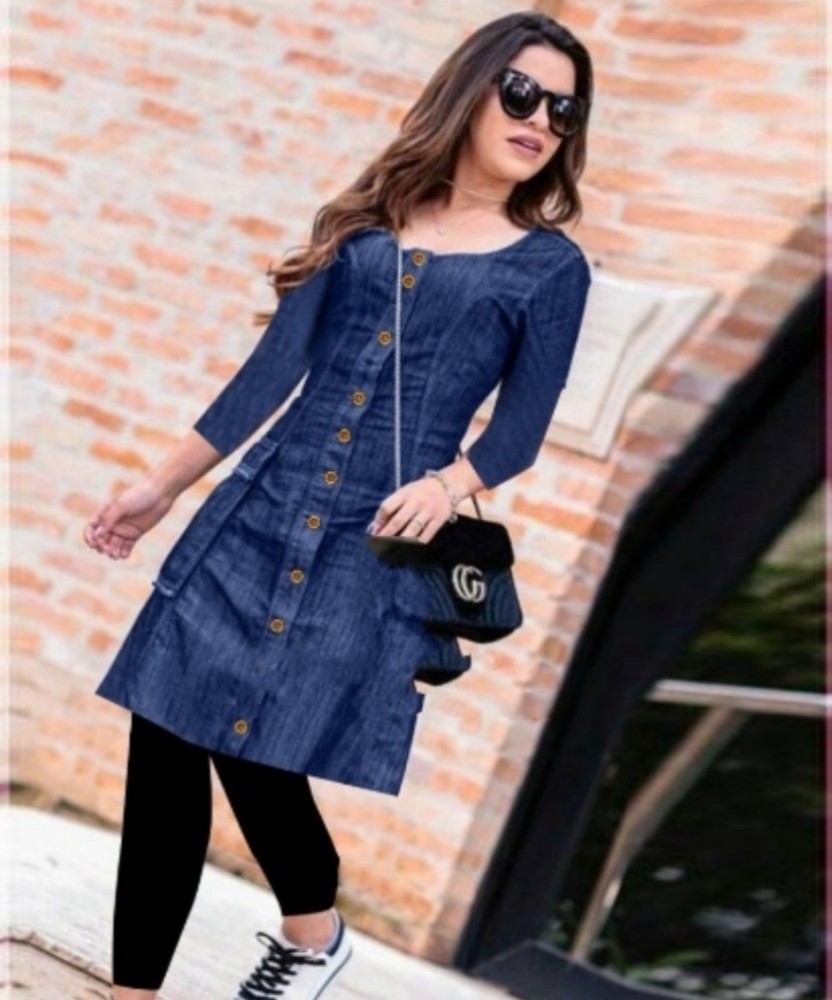 GS Fashion collection Women Shift Blue Dress - Buy GS Fashion collection  Women Shift Blue Dress Online at Best Prices in India