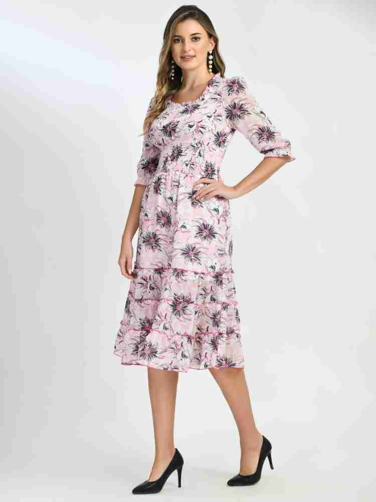 FUTURE LOOK Women Fit and Flare White Dress - Buy FUTURE LOOK Women Fit and  Flare White Dress Online at Best Prices in India
