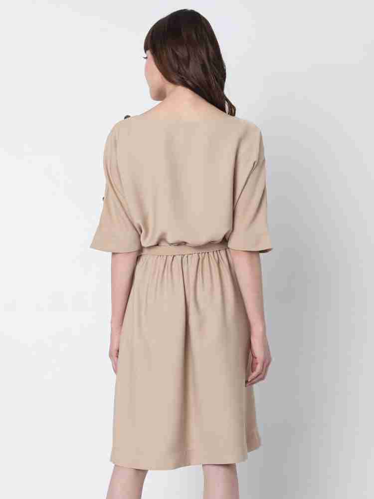 VERO MODA Women A-line Beige Dress - Buy VERO MODA Women A-line Beige Dress  Online at Best Prices in India