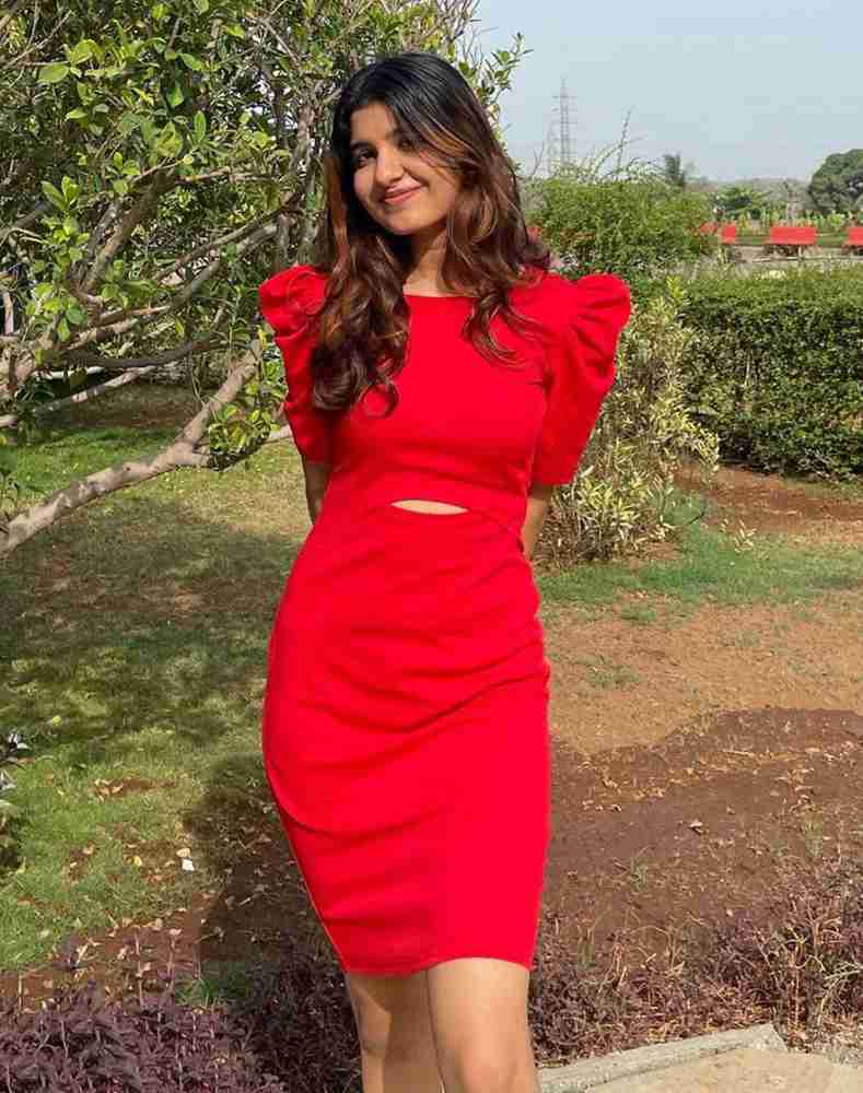 UNSORT Women Bodycon Red Dress - Buy UNSORT Women Bodycon Red Dress Online  at Best Prices in India