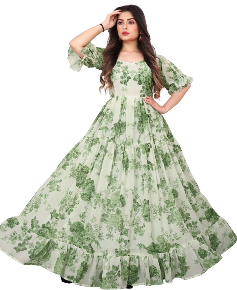 ICYNOSURE Women Maxi White Green Dress Buy ICYNOSURE Women Maxi White Green Dress Online at Best Prices in India Flipkart