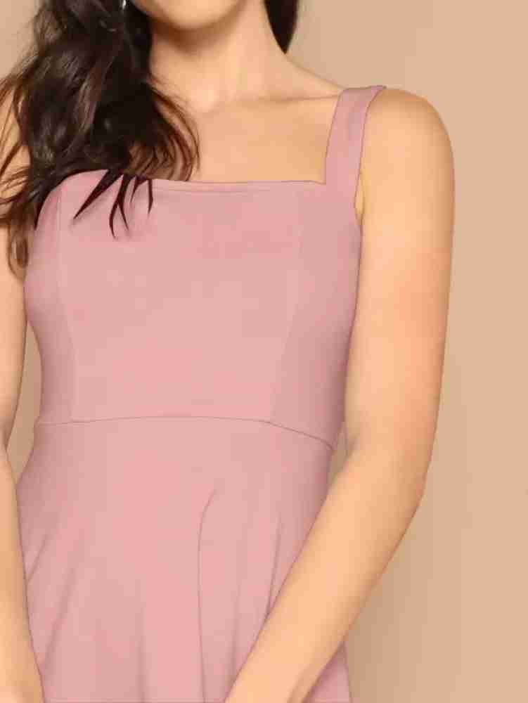 Buy BEIGE SQUARE NECK SKATER DRESS for Women Online in India