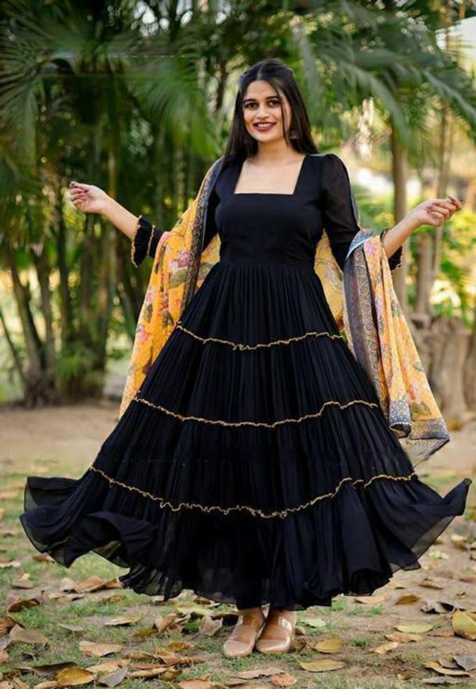 Simple black frock discount