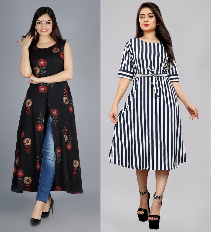 Modli 20 Fashion Women Fit and Flare Blue Dress