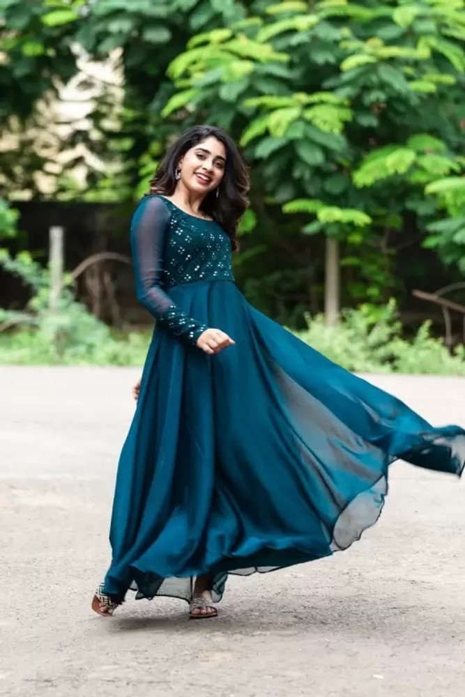 Dark blue green dress best sale