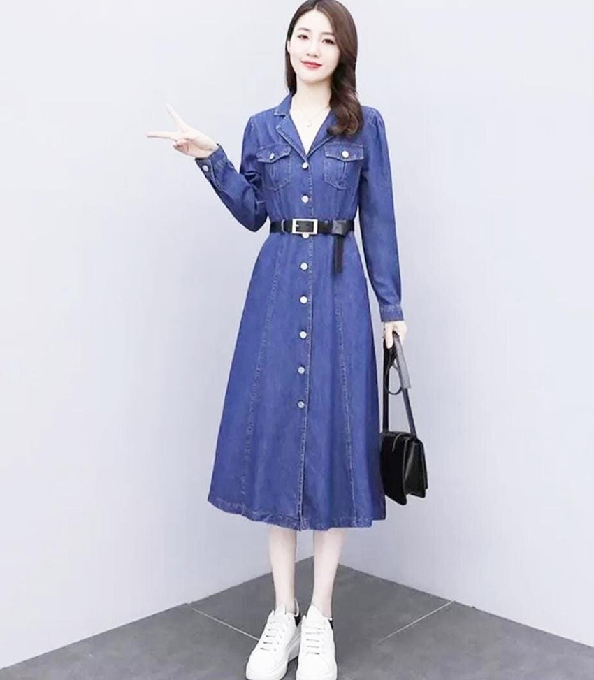 Flipkart Denim Dress SASSAFRAS Women A-line Blue Dress Buy SASSAFRAS Women  A-line