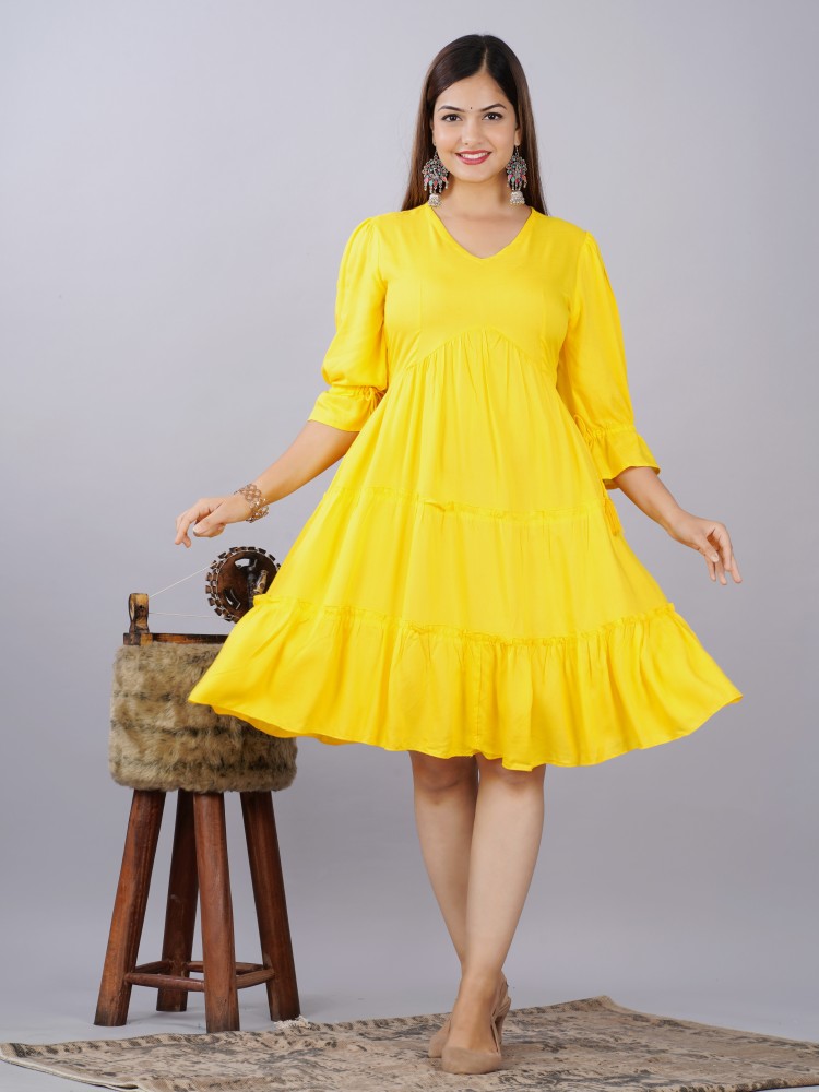 Yellow colour hot sale frock design