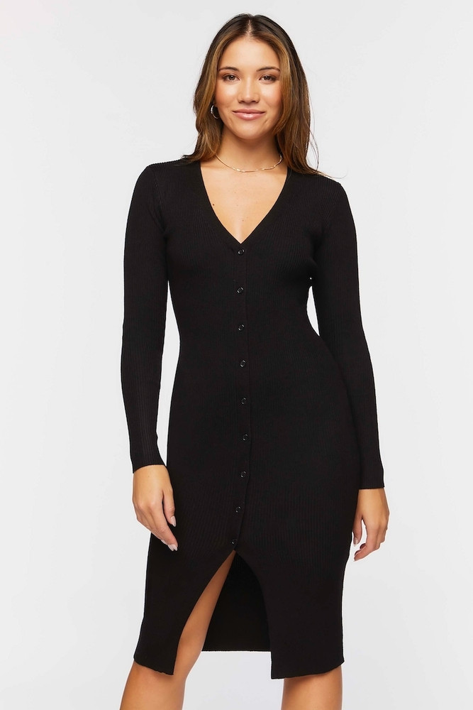 Forever 21 black clearance button up dress