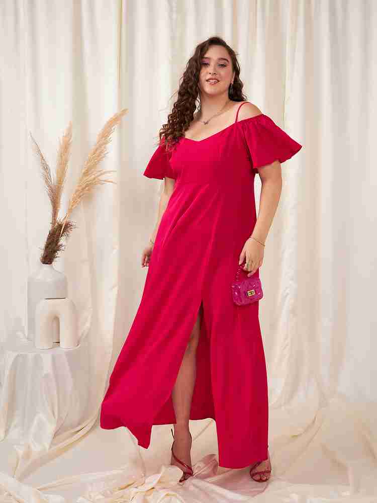 Berrylush Curve Women Maxi Red Dress Buy Berrylush Curve Women