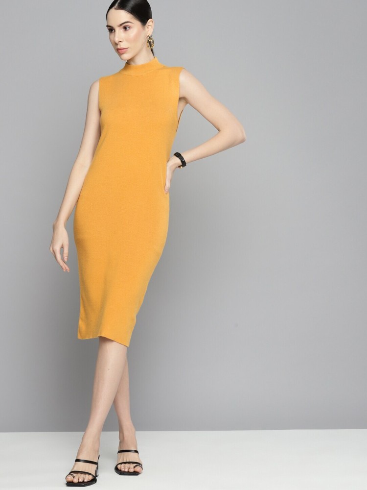 Mustard yellow shop sheath dress