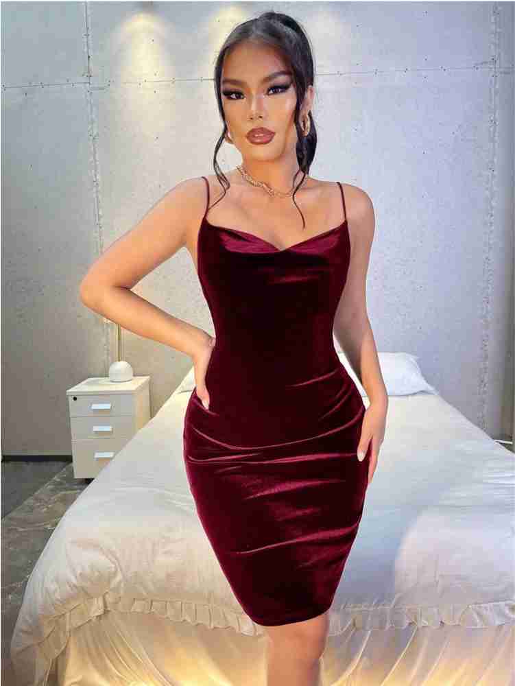 SHOOK Women Bodycon Maroon Dress Buy SHOOK Women Bodycon Maroon Dress Online at Best Prices in India Flipkart