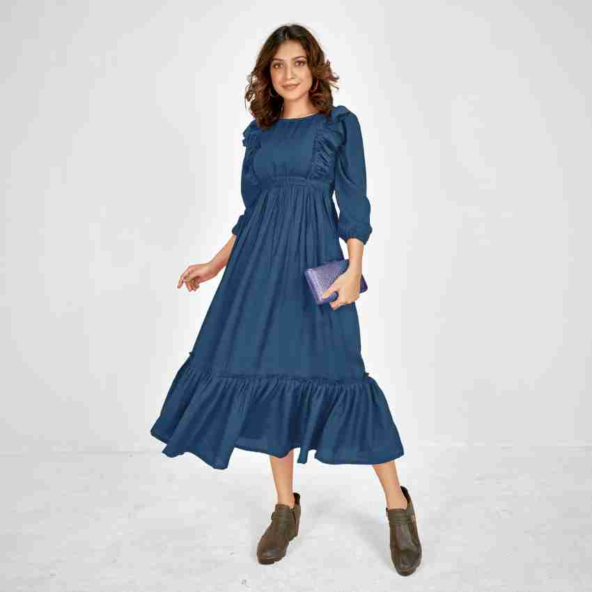 Blue Long Sleeve Peplum Dresses for Women - Up to 62% off