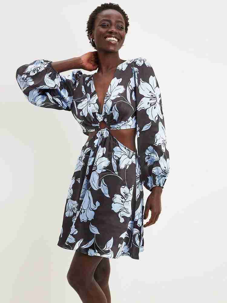 DOROTHY PERKINS Women A line Black Light Blue Dress Buy DOROTHY