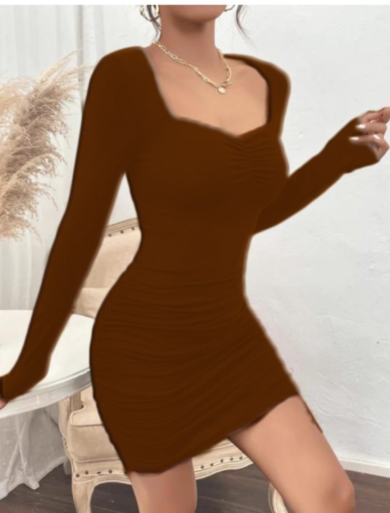 KK enterprises Women Bodycon Brown Dress - Buy KK enterprises Women Bodycon  Brown Dress Online at Best Prices in India | Flipkart.com