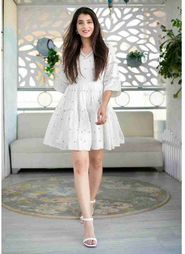 Saniya Enterprises Women A line White Dress Buy Saniya Enterprises Women A line White Dress Online at Best Prices in India Flipkart