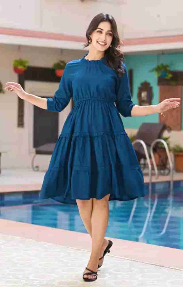 Blue colour 2025 short frock