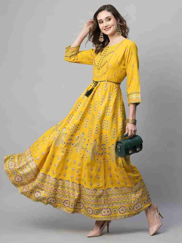 Kiana Women Ethnic Dress Yellow Dress - Buy Kiana Women Ethnic Dress Yellow  Dress Online at Best Prices in India