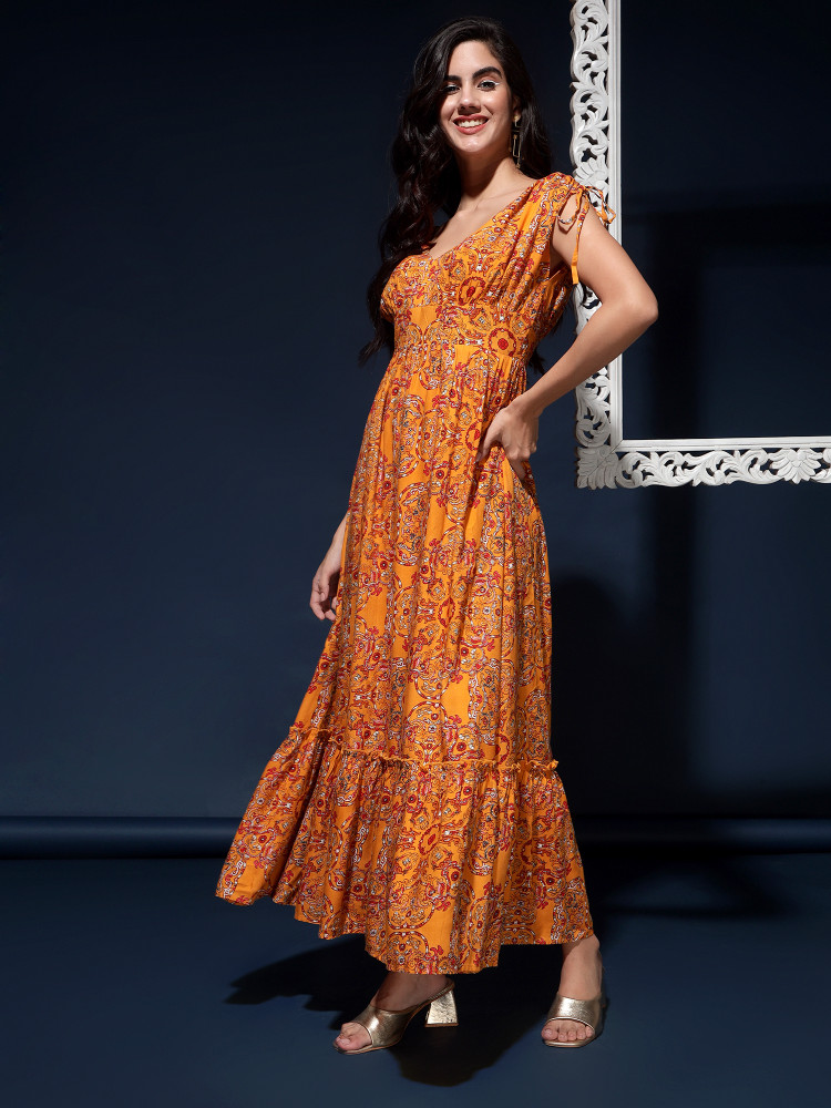 DRAPE AND DAZZLE Women Fit and Flare Orange Dress Buy DRAPE AND