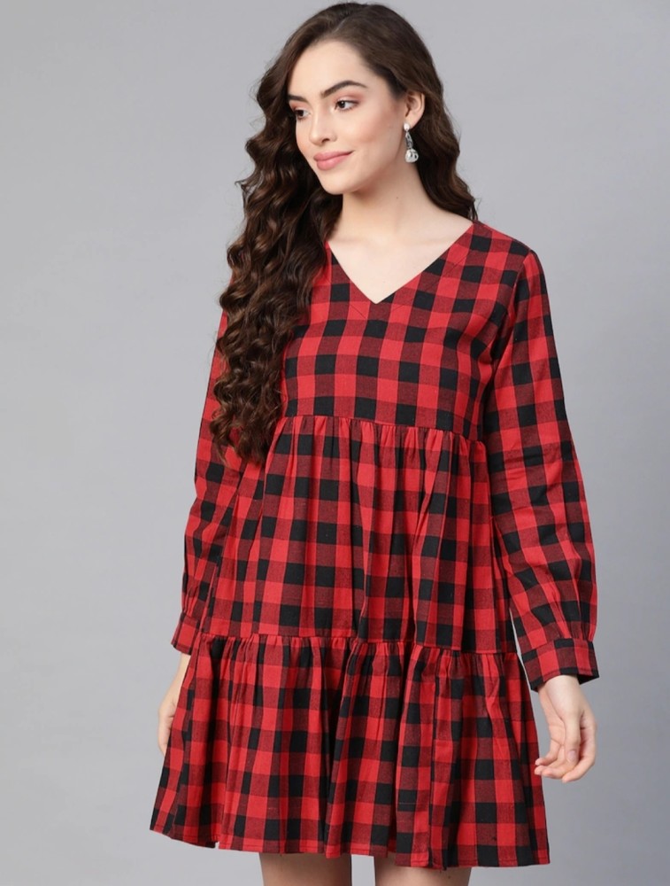 Red sales check frock