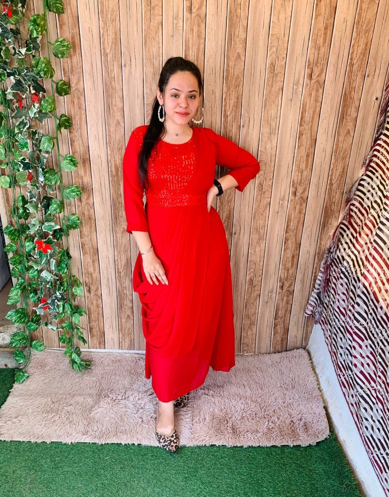 Red sale ethnic dress