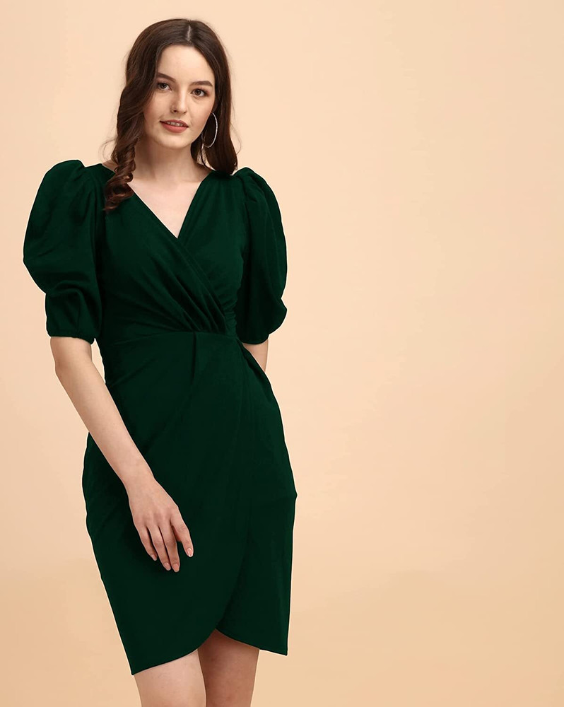 PERFECTPIVOT Women Wrap Dark Green Dress Buy PERFECTPIVOT Women Wrap Dark Green Dress Online at Best Prices in India Flipkart