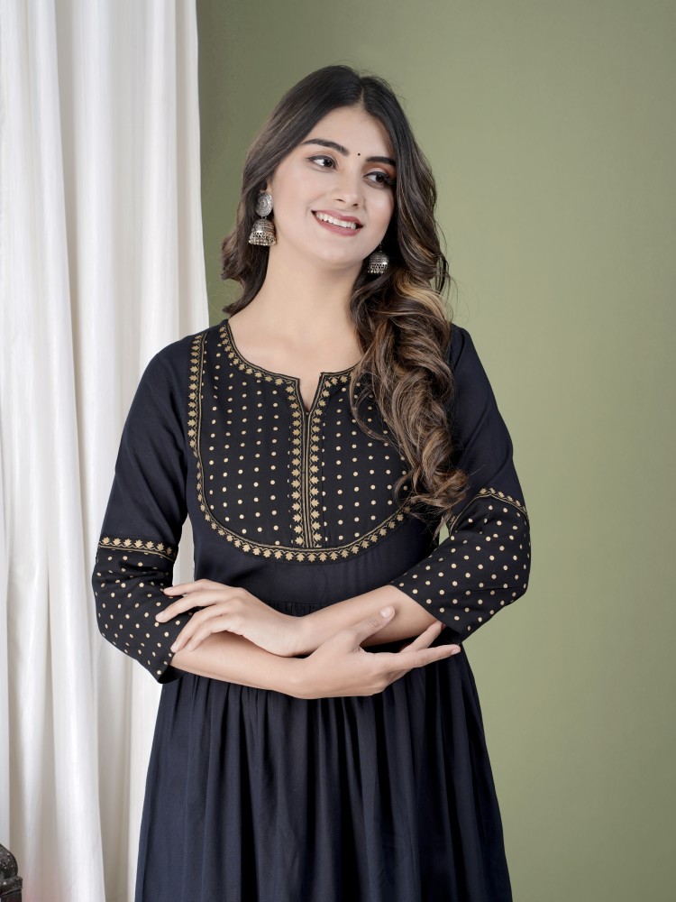 ARJUN FASHION Women Fit and Flare Black Dress Buy ARJUN FASHION