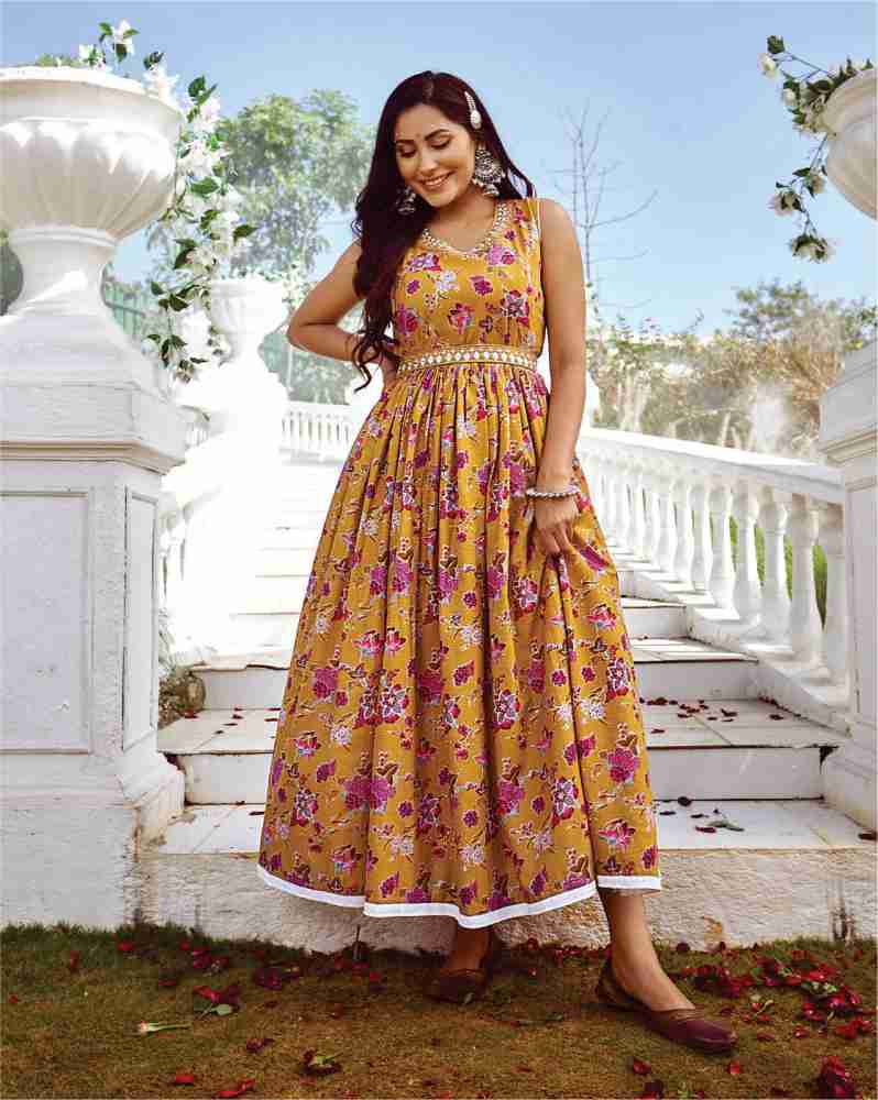 Kiana Women Ethnic Dress Yellow Dress - Buy Kiana Women Ethnic Dress Yellow  Dress Online at Best Prices in India