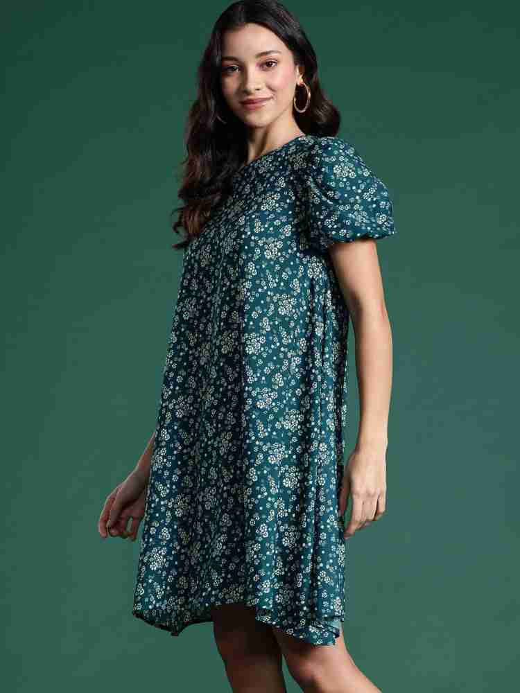 Dressberry Women A-line Green Dress - Buy Dressberry Women A-line Green Dress  Online at Best Prices in India