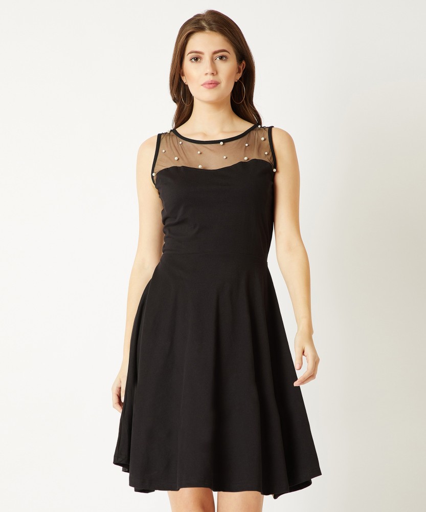 Women's fit and flare best sale black dress