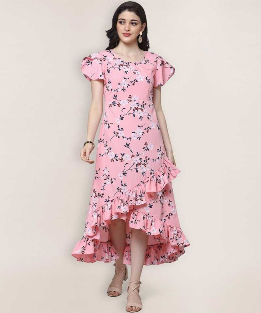 PARO FASHION WORLD Women A line Pink Dress Buy PARO FASHION