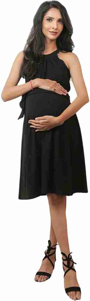 TUMMY Women Pleated Black Dress - Buy TUMMY Women Pleated Black