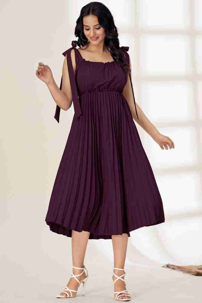 Pleated purple clearance dress