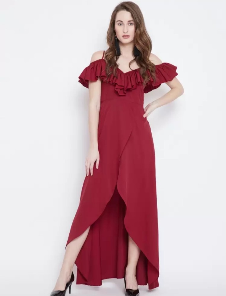 Red maxi hot sale dress flipkart