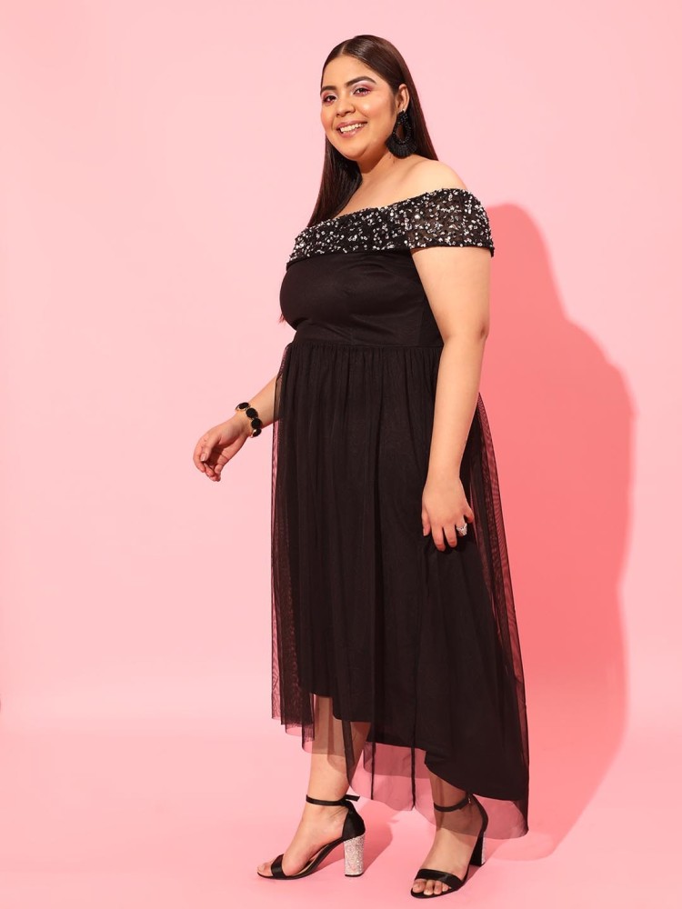 CURVY STREET Women Maxi Black Dress - Buy CURVY STREET Women Maxi