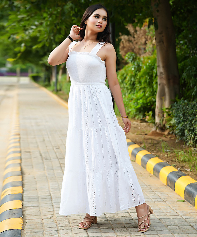 Veeralda Women A-line White Dress - Buy Veeralda Women A-line White Dress  Online at Best Prices in India | Flipkart.com