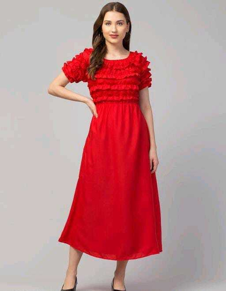 Red dress flipkart sales