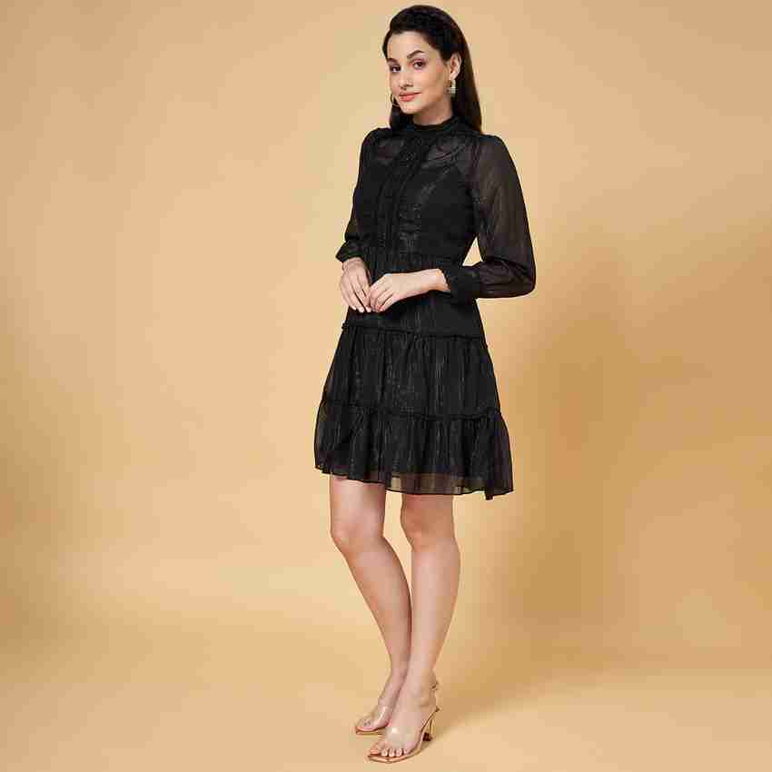 Honey By Pantaloons Women Tiered Black Dress Buy Honey By