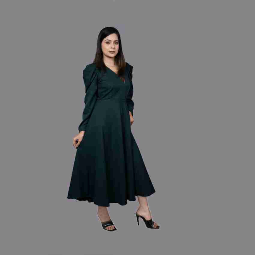 Dark green best sale long frocks