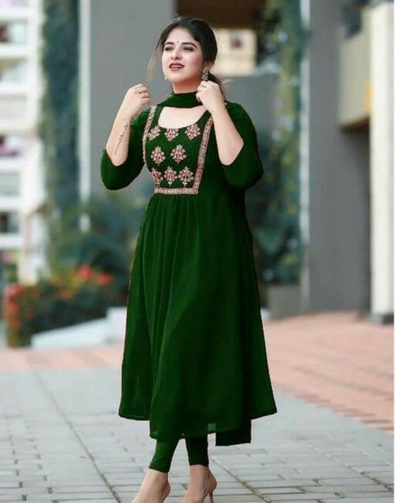 Ganeshfabvila Women A-line Green Dress - Buy Ganeshfabvila Women A