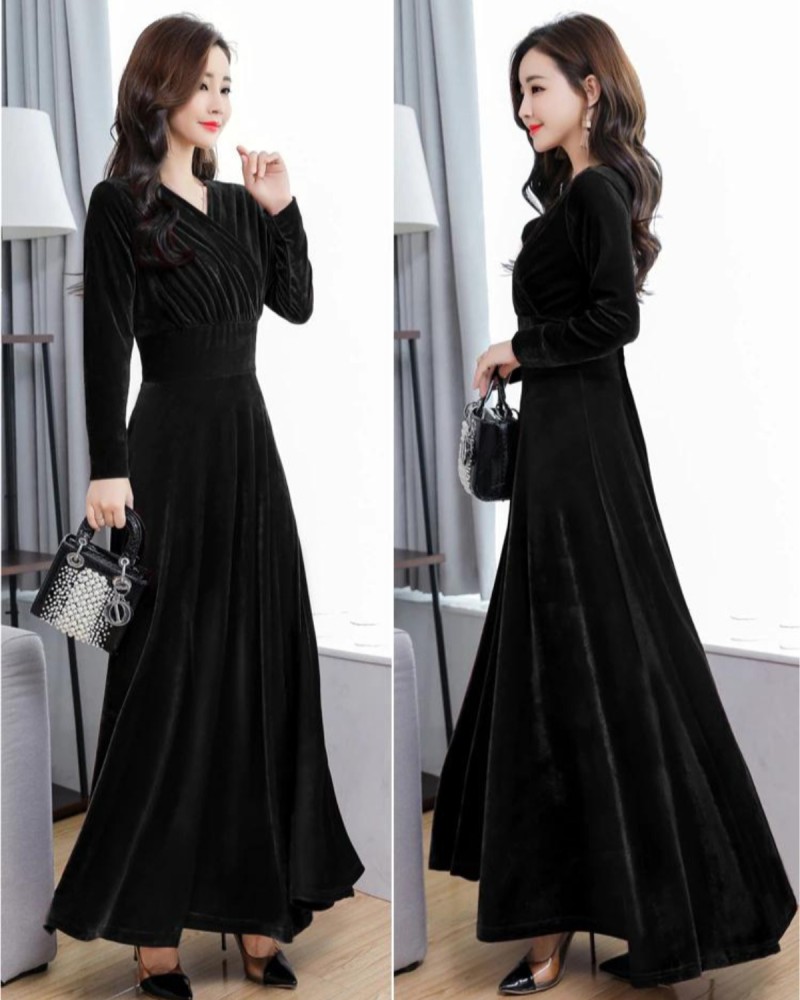 Black maxi 2024 dress flipkart