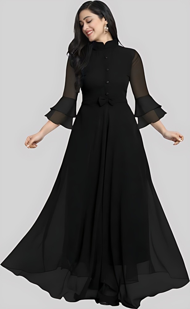 Long frock hot sale black colour