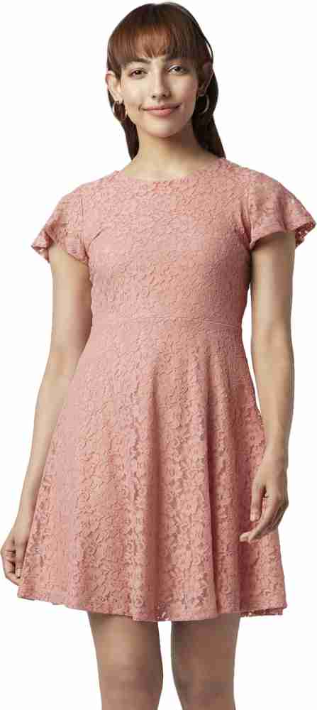 Honey By Pantaloons Pink Self Design Dresses - Buy Honey By Pantaloons Pink  Self Design Dresses online in India