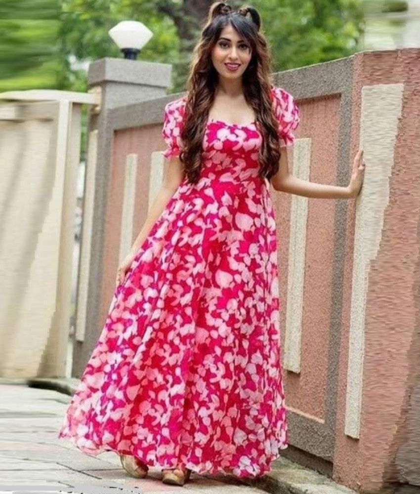 Flipkart pink gown on sale