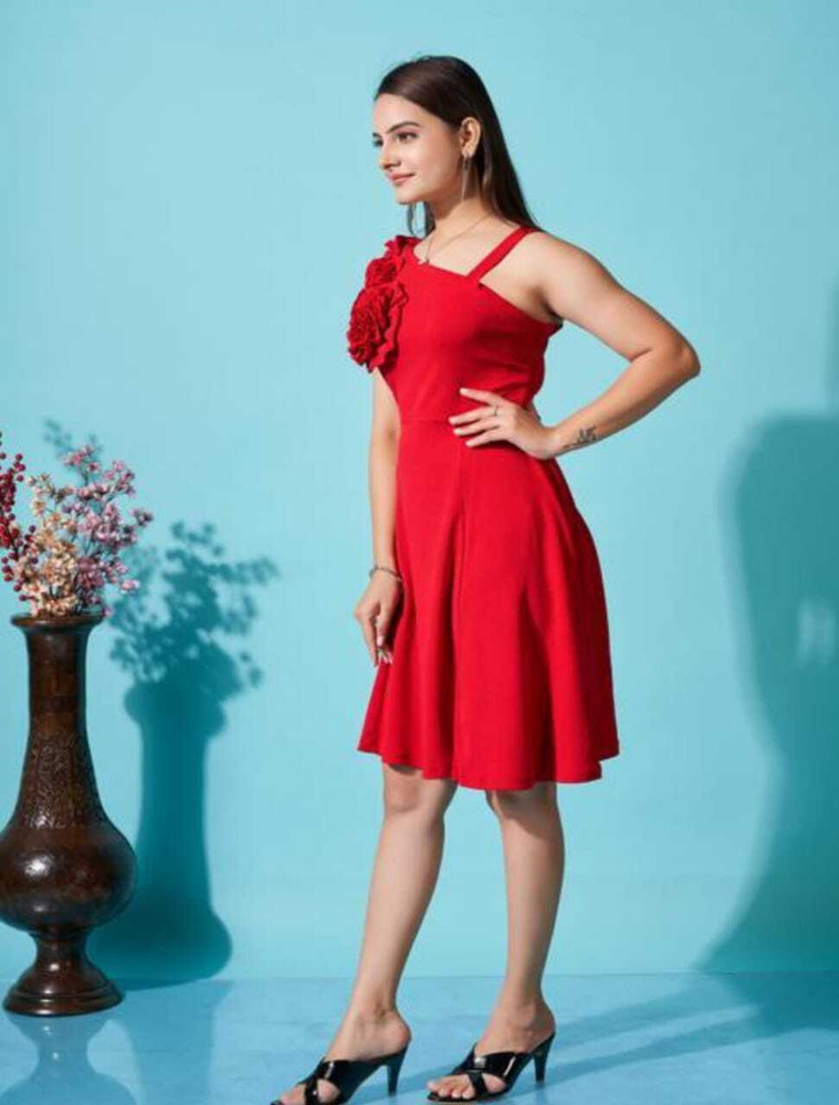 Shinat Women A line Red Dress Buy Shinat Women A line Red Dress Online at Best Prices in India Flipkart