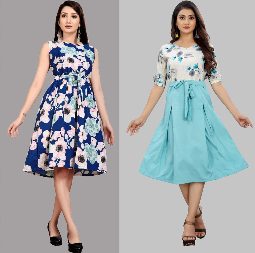 Modli 20 Fashion Women Fit and Flare Multicolor Dress Buy Modli 20 Fashion Women Fit and Flare Multicolor Dress Online at Best Prices in India Flipkart