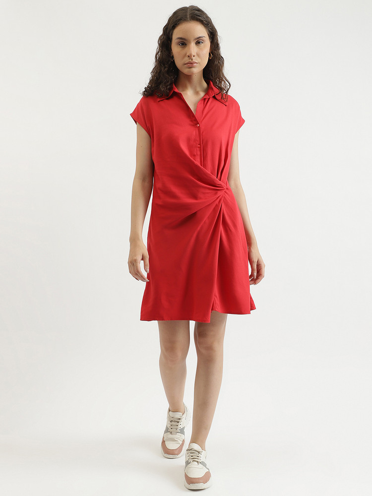 United Colors of Benetton Women A line Red Dress Buy United